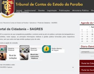 Site do Tribunal de Contas da Paraíba