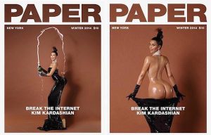 A famosa foto de Kim Kardashian publicada na capa da revista Paper (Foto: Reprodução) 