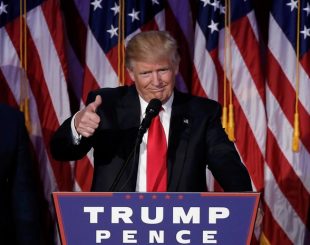 O presidente eleito Donald Trump fala após vitória (Foto: Mike Segar/Reuters)